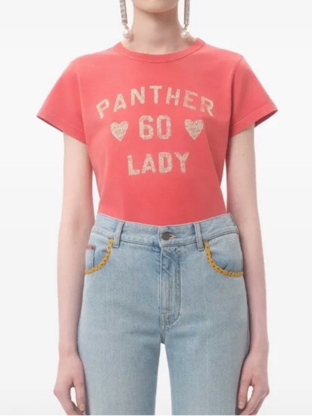 Valentino Coral Pink 'Panther 60 Lady' Short Sleeve Tee